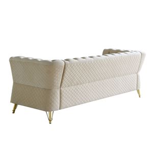 Divano Moderno Trapuntato in Velluto Beige da 87,4 Pollici per Soggiorno - Product Image 6