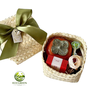 Premium Eco Bamboo Gift <b>Basket</b> Handwoven Box with Lid for Corporate Event Campaign Gift Employee Appreciation - Product Image 1