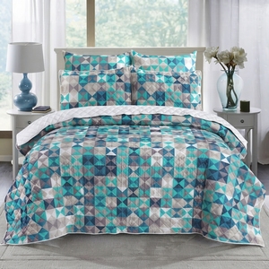 Ensemble de couvre-lit Arrio 3 pièces, motif losanges, mélange de coton T-150, literie pour toutes les saisons, usage domestique, style durable - Product Image 1