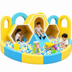 Ensemble de toboggans modulaires robustes avec design en nid d'abeille pour la zone de jeux à domicile des enfants, OEM/ODM, écoles maternelles, développement des compétences motrices - Product Image 6