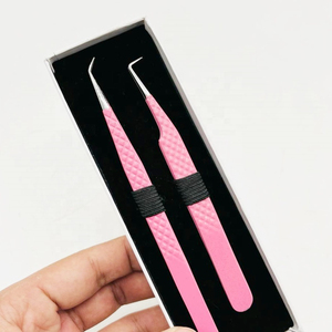 lash tweezers stainless steel anti static <b>precision</b> <b>tool</b> eyelash extension tweezers curved tip volume lash <b>tool</b> lash tweezers - Product Image 3
