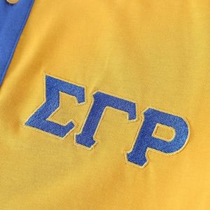 เสื้อเชิ้ต Sigma Gamma Rho Gold Henley SGRho พรีเมียมสีน้ำเงินทอง เสื้อผ้าสไตล์กรีก เสื้อทีมหญิงสาวสุดเก๋ - Product Image 5