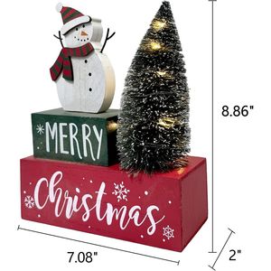 Decorazioni Natalizie Vintage con Luci LED, Insegna in Legno a Forma di Pupazzo di Neve per Casa e Fattoria, con Timer - Product Image 2