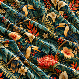 Tissu d'ameublement tissé léger et respirant PRANIKA INTERNATIONAL, motif personnalisé Tucan Bleu Teal, pour la décoration intérieure - Product Image 5