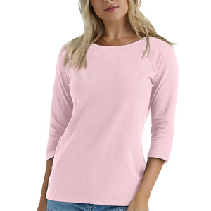 T-shirts à manches longues pour femmes en toile 100% coton, légers, décontractés, personnalisables en gros, de haute qualité, couleur unie, respirants et à séchage rapide - Product Image 2