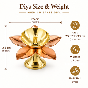 Lampe à huile en laiton artisanale en forme de lotus, pétale de fleur en cuivre, Deepam pour la cérémonie religieuse Pooja Diwali, à prix de gros - Product Image 5