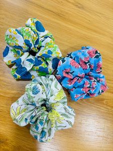 Wholesale assorted color handmade cotton scrunchies stretchable hair accessories hippie ponytail holders soft elastic hair ties - Product Image 2