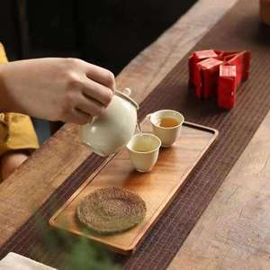 Plateau de service rectangulaire en bois d'acacia massif pour le stockage des aliments, vente en gros - Product Image 2