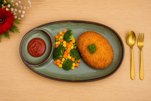 Oval <b>Ceramic</b> Serving <b>Plate</b> With Divided Compartment For Food And Sauce Minimalist Design Dishwasher Safe - Product Image 3