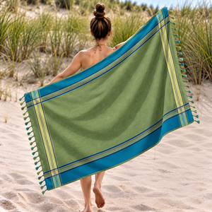 New Latest Stripe Design Kikoy <b>Towel</b> 100% Cotton Kikoy <b>Towel</b> 100% OEM Eye Catching Design Beach <b>Towel</b> - Product Image 5