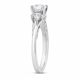 Anillo de compromiso de plata 925 de calidad premium con diamante de corte brillante redondo y engaste de puntas para mujer - Product Image 3