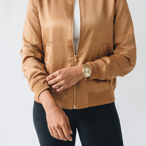 <b>Women</b> Classic Zip Up Bomber <b>Jacket</b> <b>Lightweight</b> Outdoor Fashion Bomber Satin <b>Jacket</b> 100%Polyester Nylon Winter Bomber <b>Jackets</b> - Product Image 3