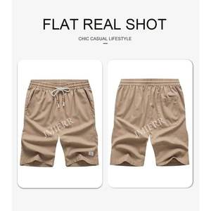 2025 <b>Men's</b> Linen Cotton 7\" Summer Beach <b>Shorts</b> with Pockets Casual Elastic Waist Drawstring & Knee Length XS Size Lightweight - Product Image 3