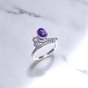 Anillo de Plata de Ley 925 con Piedra Preciosa de Amatista Natural, Precio al por Mayor, Joyería de Plata - Product Image 2