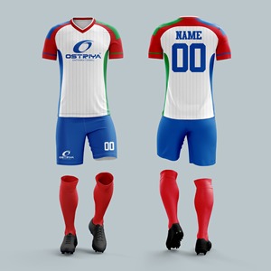 ชุดเสื้อฟุตบอลอุนิเซ็กซ์ Ostriya สีดำ แดง น้ำเงิน แบบซับลิเมชั่น แขนสั้น ระบายเหงื่อ ต้านเชื้อแบคทีเรีย สีที่กำหนดเองได้สำหรับทีม - Product Image 6