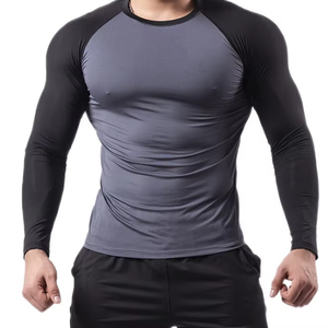 <b>Men</b> Color Blocked Rash Guard Full Sleeve <b>Compression</b> <b>Shirt</b> Quick Dry Spandex/Nylon 220g Seamless Fusing Gym Fitness Sportswear - Product Image 2