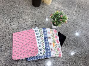 Exclusive cotton quilted <b>laptop</b> cover premium handmade floral padded protective zipper notebook <b>sleeve</b> lightweight everyday bags - Product Image 5