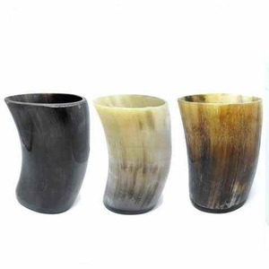 Handmade Horn Drinking Mug Natural Buffalo Cup Rustic Finish Eco Friendly Kitchen Bar Use - Product Image 1
