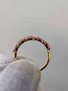 แหวนหมั้นพลอยไพลินสีชมพูอ่อน เงินแท้ 925 ชุบทอง 14K - Product Image 3