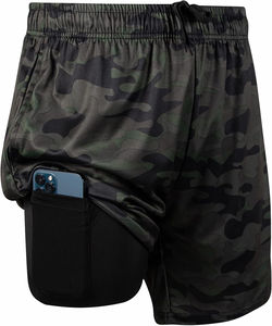 Shorts de sport athlétiques 2-en-1 pour hommes, tendance, décontractés, avec entrejambe de 7 pouces, pour l'entraînement et la gym, à compression, taille haute, séchage rapide - Product Image 5
