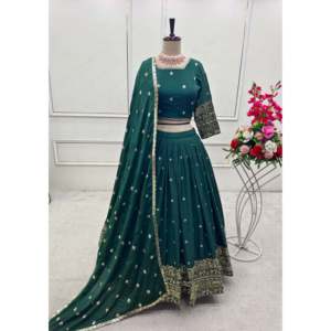 Secuencia bordada Work Party Wear Lehenga Choli Suministros elegantes para fiestas - Product Image 1