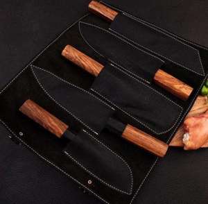 Steel Craft International Hand Forged 5-Piece Damascus Steel Chef <b>Knife</b> <b>Set</b> 67 Layers Wooden Handles <b>Sharp</b> Serrated Blades - Product Image 3