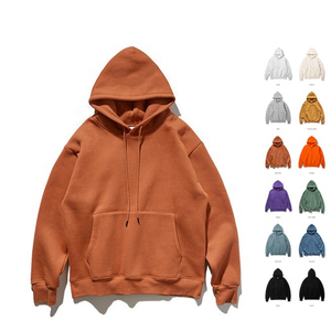 Sweat-shirt à capuche surdimensionné pour homme, 100% coton, couleur unie, pull décontracté, streetwear d'automne, coupe classique - Product Image 1