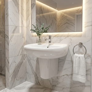 Lavabo Écologique Volvo avec Demi-Piedestal pour Salles de Bain d'Hôtels et Villas Garantie 5 Ans - Product Image 2