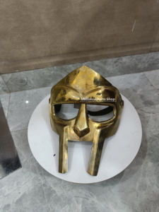 Medieval <b>Gladiator</b> Face Mask MF Style Mild Steel Adult Handmade Knight Armor Golden Finish Buckle Closure Halloween <b>Costume</b> - Product Image 4