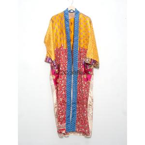 <b>Beach</b> Wear Silk Kimono for Women's Multi Color Soft Breathable House Wear Blouse Full Length Wrap <b>Tunic</b> Patchwork - Product Image 5