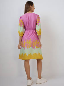 Robe midi d'été pour femme en mousseline de soie, sans manches, à imprimé floral, avec ourlet à volants, respirante, impression numérique - Product Image 4