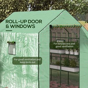 Serra a U in PVC da 4,6 x 4,7 piedi con porta scorrevole, finestre e scaffale per fiori in vetro - Resistente all'acqua e ai raggi UV - Product Image 6