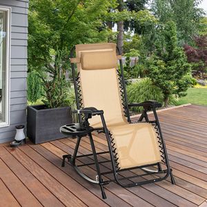 Sdraio a Gravità Zero Beige con Poggiatesta Ergonomico Reclinabile, Vassoio e Supporto per Telefono - Product Image 2