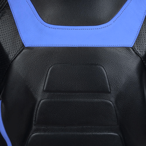 Blouson de moto unisexe en Spandex/Nylon noir et bleu véritable, protections CE, imprimé numérique color block, pour la course - Product Image 6