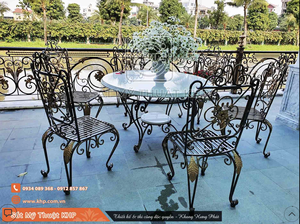 European Classical Wrought Iron Chair Table Garden Sets Hand Forged Powder Coated Floral Leaf Eco-Friendly Outdoor Furniture - Product Image 4