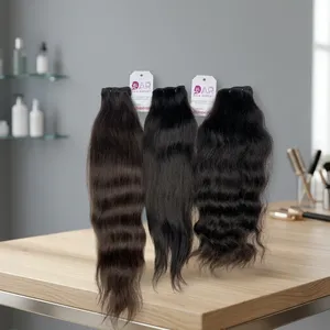 Extensiones de Cabello Humano con Clip, Cabello Virgen Indio, Ondulado, Puntas Completas, Trama Individual, Color Negro - Product Image 3