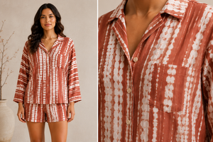 Ensemble de pyjama 2 pièces pour femmes, floral, 100% coton, col en V, taille élastique, décontracté, été, manches longues, respirant - Product Image 5