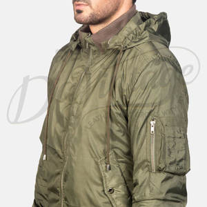 Chaqueta Bomber Verde Oliva para Hombre, con Capucha Desmontable, Resistente al Viento, Estilo Casual, con Bolsillo con Cremallera en la Manga - Product Image 6