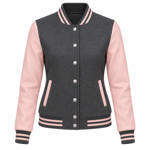 Wholesalers Custom Design Embroidery Patches Cropped <b>Jackets</b> <b>for</b> <b>Women</b> Custom Style <b>Women's</b> Wool <b>Varsity</b> <b>Jackets</b> - Product Image 6