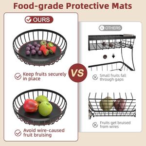 Contemporary Slatted Wire Mesh Fruit <b>Basket</b> Matte Black Powder Coated Metal Bowl Storage Vessel Dining <b>Table</b> Decor - Product Image 6