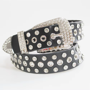 Cinturones de Cuero Genuino para Mujer con Hebilla Decorativa de Aleación con Diamantes, Anchos y Modernos con Pedrería para Combinar con Jeans y Pantalones - Product Image 2