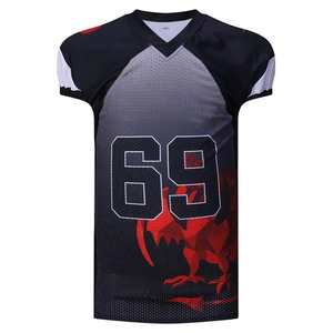 Maillot de football américain personnalisé en twill sublimé pour adulte, manches courtes, respirant, pour l'entraînement, vente en gros - Product Image 1