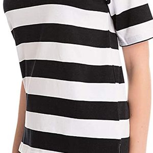 High Quality Women's Striped Crew Neck <b>T</b>-<b>Shirt</b> Short Sleeve Regular Fit 100% Cotton Knitted Casual All Seasons Wear - Product Image 3