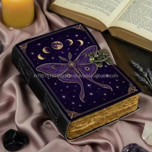 Nuevo Diario de Cuero Hecho a Mano con Fases Lunares, Libro de Brujería Gótico Vintage con Papel de Borde Irregular, Regalo para Seres Queridos - Product Image 3