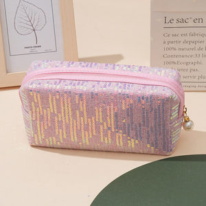 Sequin Cosmetic Bag Zipper <b>Makeup</b> Pouch Portable Travel Toiletry <b>Case</b> Custom Promotional Gift - Product Image 4