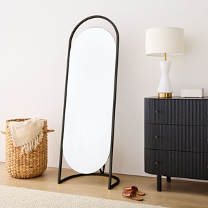 Grand long habillage debout de cadre de miroir de plancher en métal de grande taille noir - Product Image 1