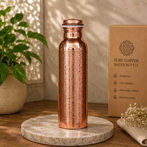 1000 ml 500 ml 750 ml Eco Friendly Silver touch Copper <b>Bottle</b> with Premium Copper lid Ayurvedic Wellness Gift Set for Family - Product Image 5