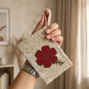 กระเป๋าใส่เหรียญรูปปลาประดับลูกปัดทำมือ ลวดลายปลาคู่สีเหลือง กระเป๋าซิปขนาดเล็ก กระเป๋าสตางค์มินิสไตล์ทะเล สำหรับผู้หญิงและเด็กผู้หญิง - Product Image 6