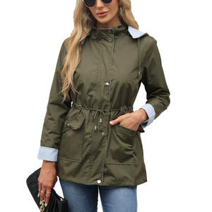 Waterproof Breathable Woven Knitted Canvas <b>Zip</b>-<b>Up</b> Windbreaker <b>Jacket</b> for Custom Pattern Style <b>Women's</b> Excellent Quality - Product Image 1