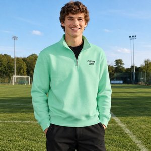 Custom Logo Men's Quarter Zip Sweatshirt Lightweight <b>White</b> Pullover Long <b>Sleeve</b> Business Casual Sportswear Manufacturer - Product Image 6